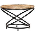 Couchtisch Schwarz 60x60x40 cm Raues Mango-Massivholz