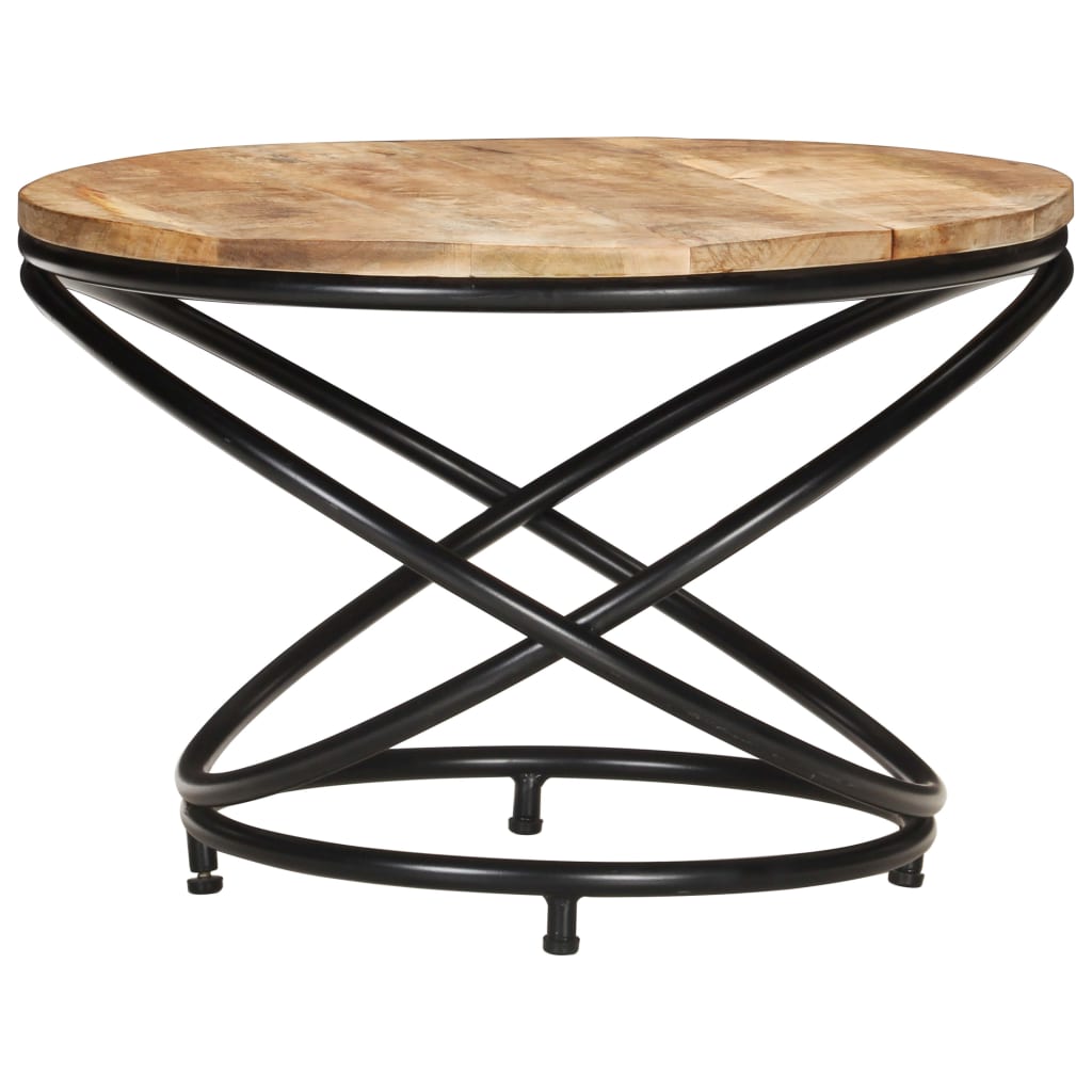 Couchtisch Schwarz 60x60x40 cm Raues Mango-Massivholz