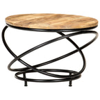 Couchtisch Schwarz 60x60x40 cm Raues Mango-Massivholz