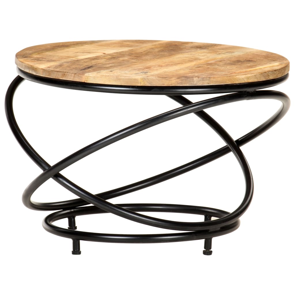 Couchtisch Schwarz 60x60x40 cm Raues Mango-Massivholz