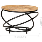 Couchtisch Schwarz 60x60x40 cm Raues Mango-Massivholz