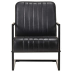 Freischwinger Sessel Schwarz Echtleder