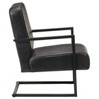 Freischwinger Sessel Schwarz Echtleder