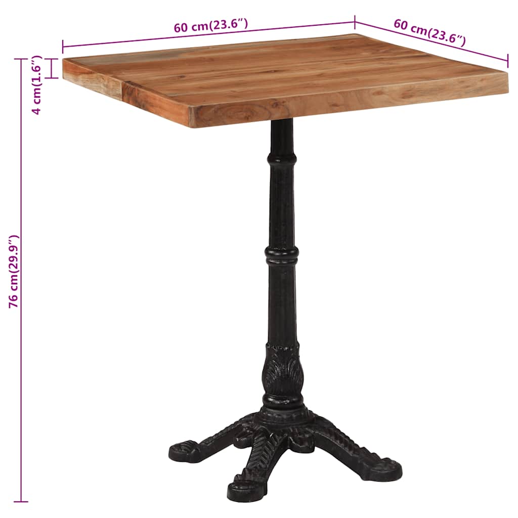 Bistrotisch 60x60x76 cm Akazie Massivholz