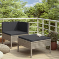 2-tlg. Garten-Lounge-Set mit Auflagen Poly Rattan Grau