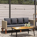 2-Sitzer-Gartensofa mit Auflagen Poly Rattan Beige