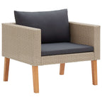 3-tlg. Garten-Lounge-Set mit Auflagen Poly Rattan Beige