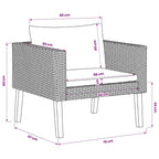 1-Sitzer-Gartensofa mit Auflagen Poly Rattan Schwarz
