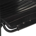 Relaxsessel mit Fußhocker Schwarz Echtleder