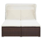 2-Personen-Sonnenliege mit Auflage Poly Rattan Braun