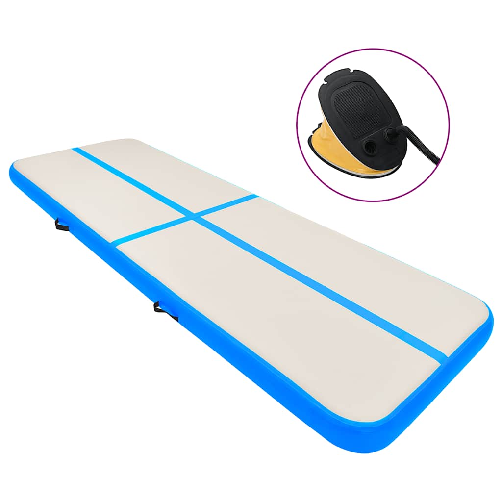 Aufblasbare Gymnastikmatte mit Pumpe 300x100x15 cm PVC Blau