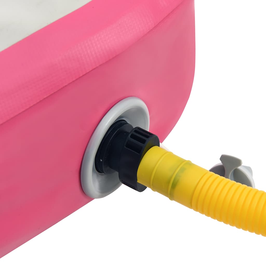Aufblasbare Gymnastikmatte mit Pumpe 400x100x15 cm PVC Rosa