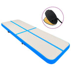 Aufblasbare Gymnastikmatte mit Pumpe 400x100x15 cm PVC Blau
