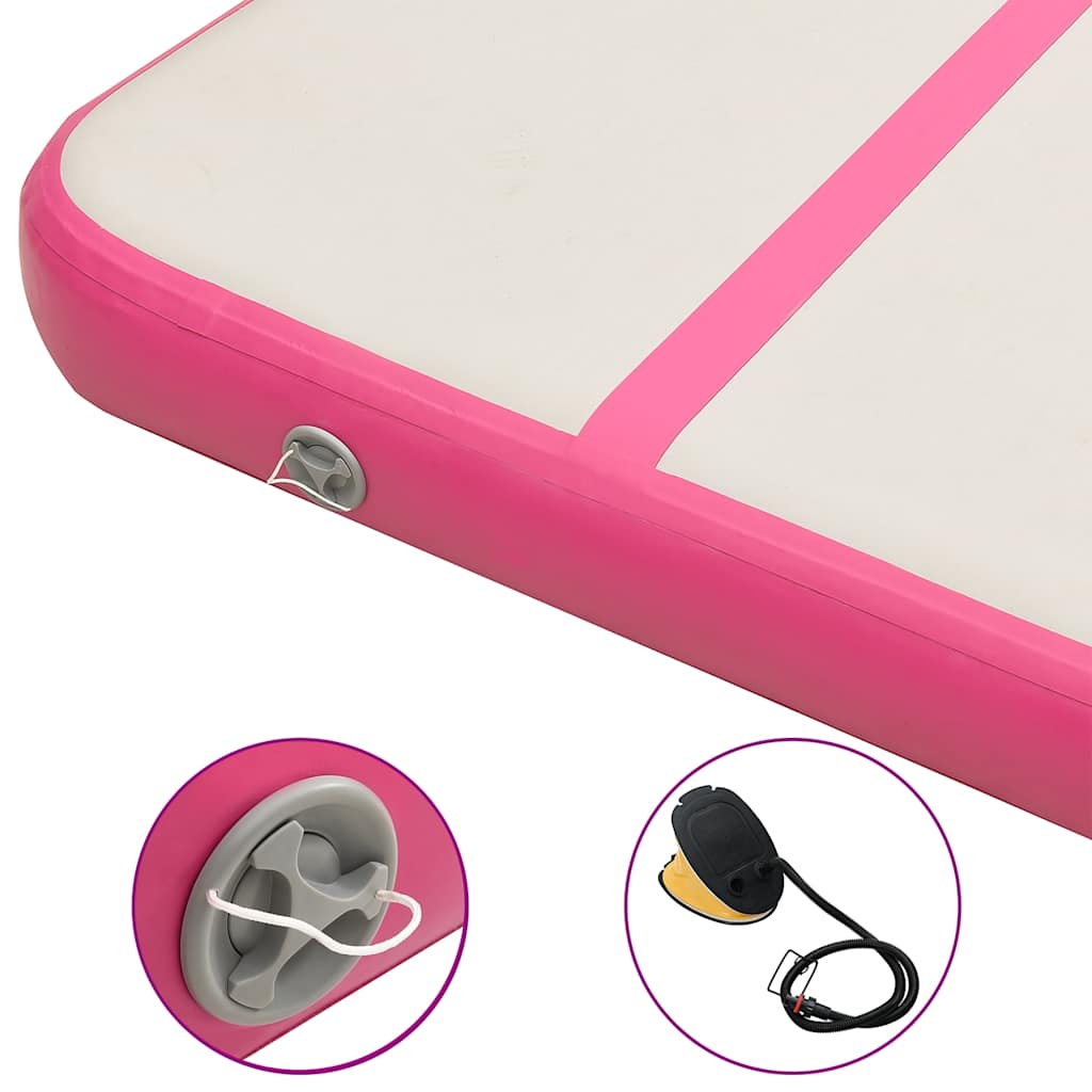 Aufblasbare Gymnastikmatte mit Pumpe 500x100x15 cm PVC Rosa