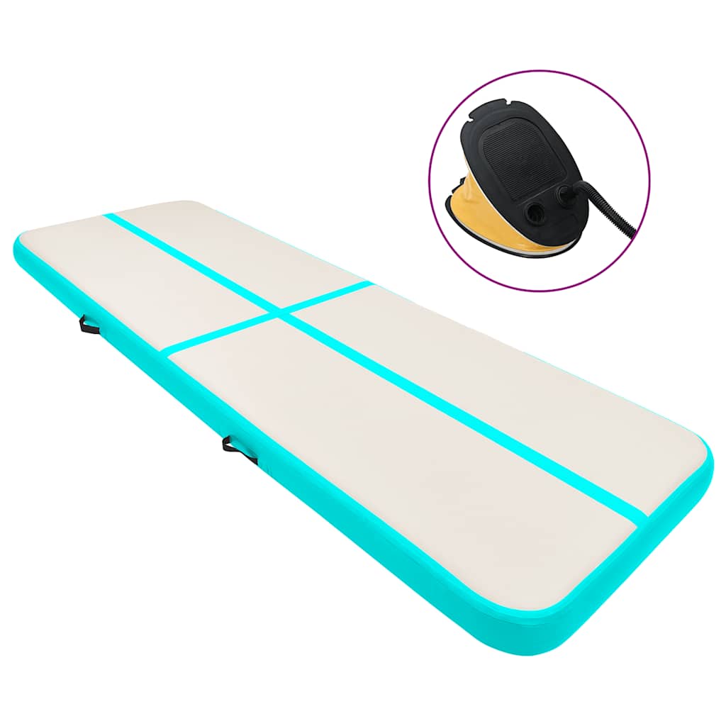 Aufblasbare Gymnastikmatte mit Pumpe 600x100x15 cm PVC Grün