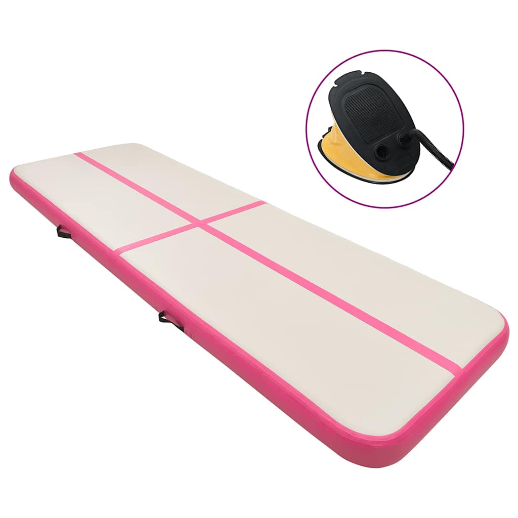 Aufblasbare Gymnastikmatte mit Pumpe 700x100x15 cm PVC Rosa