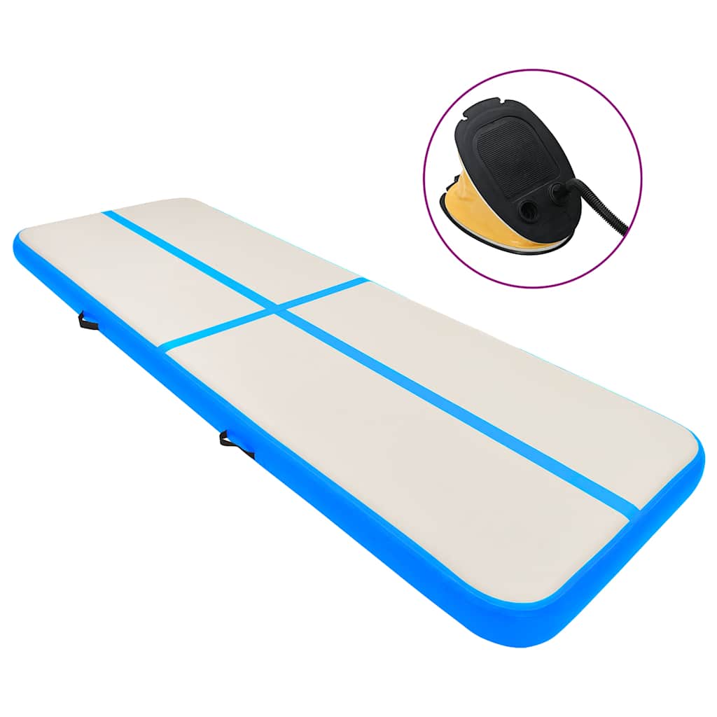 Aufblasbare Gymnastikmatte mit Pumpe 800x100x15 cm PVC Blau