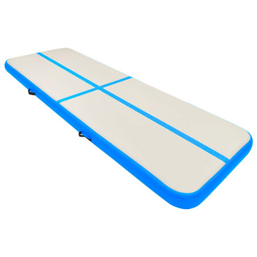 Aufblasbare Gymnastikmatte mit Pumpe 400x100x20 cm PVC Blau