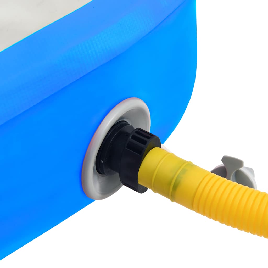 Aufblasbare Gymnastikmatte mit Pumpe 400x100x20 cm PVC Blau