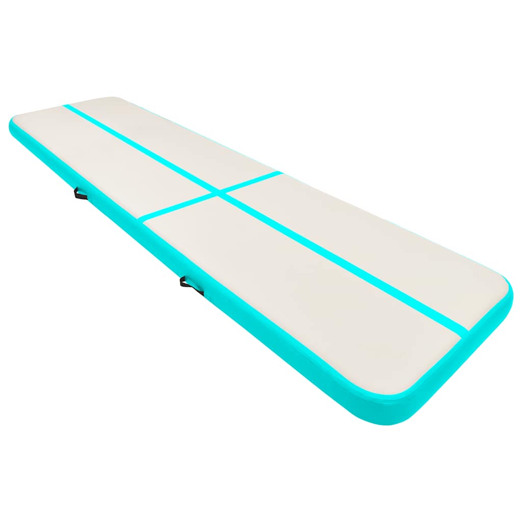 Aufblasbare Gymnastikmatte mit Pumpe 800x100x20 cm PVC Grün
