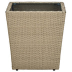 Beistelltisch Beige 41,5x41,5x44 cm Poly Rattan und Hartglas