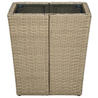 Beistelltisch Beige 41,5x41,5x44 cm Poly Rattan und Hartglas