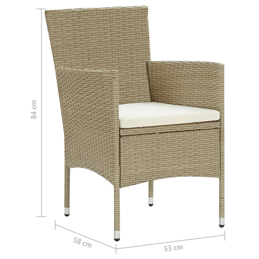 Garten-Essstühle 4 Stk. Poly Rattan Beige