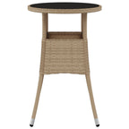 Gartentisch Ø60x75 cm Hartglas und Poly Rattan Beige