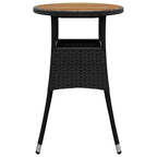 Gartentisch Ø60x75 cm Akazienholz und Poly Rattan Schwarz
