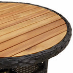 Gartentisch Ø60x75 cm Akazienholz und Poly Rattan Schwarz