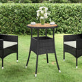 Gartentisch Ø60x75 cm Akazienholz und Poly Rattan Schwarz