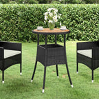 Gartentisch Ø60x75 cm Akazienholz und Poly Rattan Schwarz