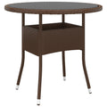 Gartentisch Ø80x75 cm Hartglas und Poly Rattan Braun