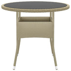 Gartentisch Ø80x75 cm Hartglas und Poly Rattan Beige