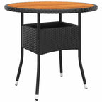 Gartentisch Ø80x75 cm Akazienholz und Poly Rattan Schwarz