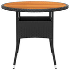 Gartentisch Ø80x75 cm Akazienholz und Poly Rattan Schwarz
