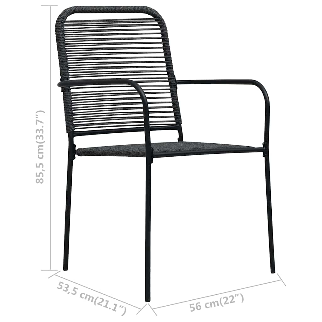 Gartenstühle 4 Stk. Baumwollseil und Stahl Schwarz