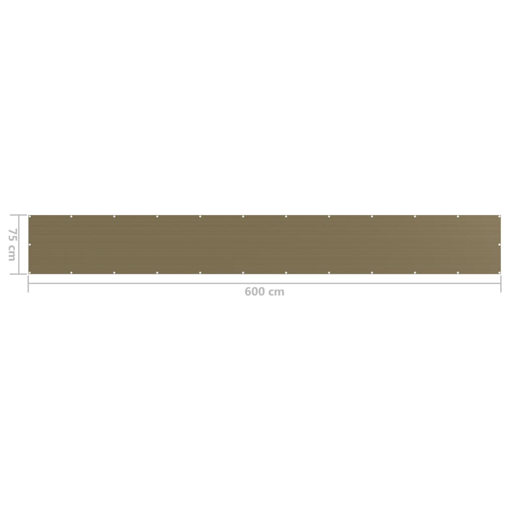 Balkon-Sichtschutz Taupe 75x600 cm HDPE