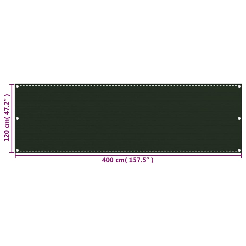 Balkon-Sichtschutz Dunkelgrün 120x400 cm HDPE