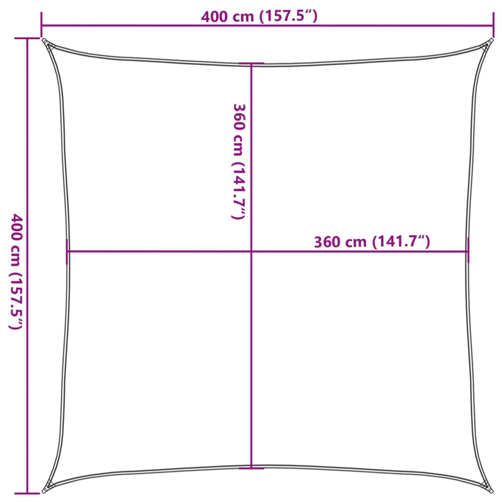 Sonnensegel 160 g/m² Anthrazit 4x4 m HDPE