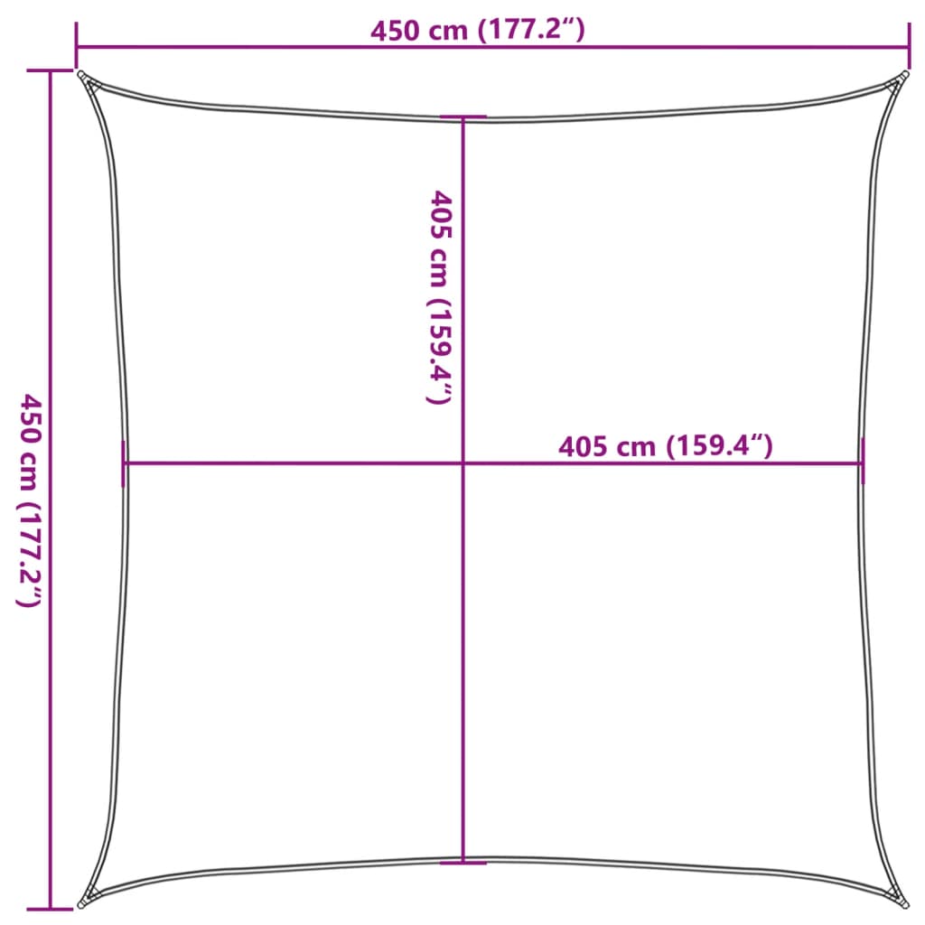 Sonnensegel 160 g/m² Anthrazit 4,5x4,5 m HDPE