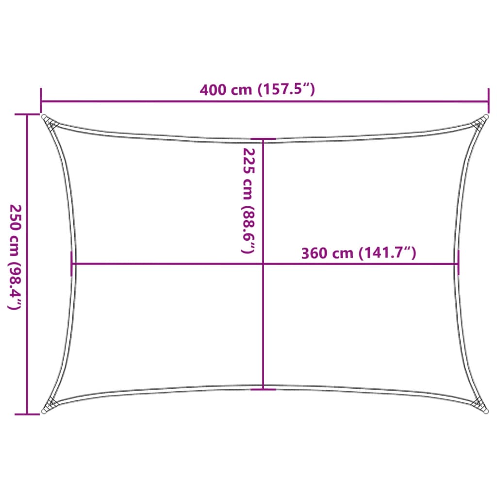 Sonnensegel 160 g/m² Anthrazit 2,5x4 m HDPE