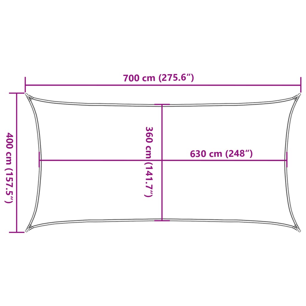Sonnensegel 160 g/m² Beige 4x7 m HDPE