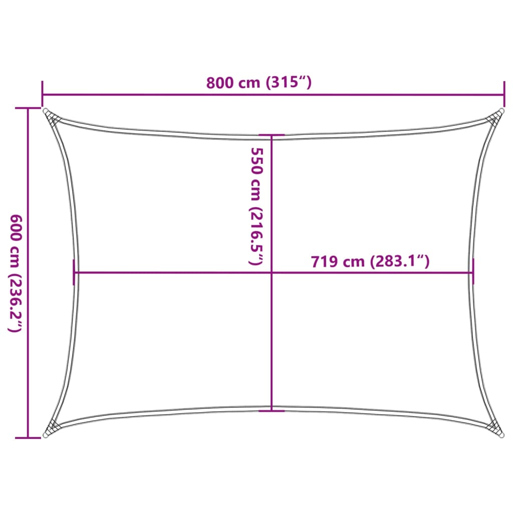 Sonnensegel 160 g/m² Beige 6x8 m HDPE