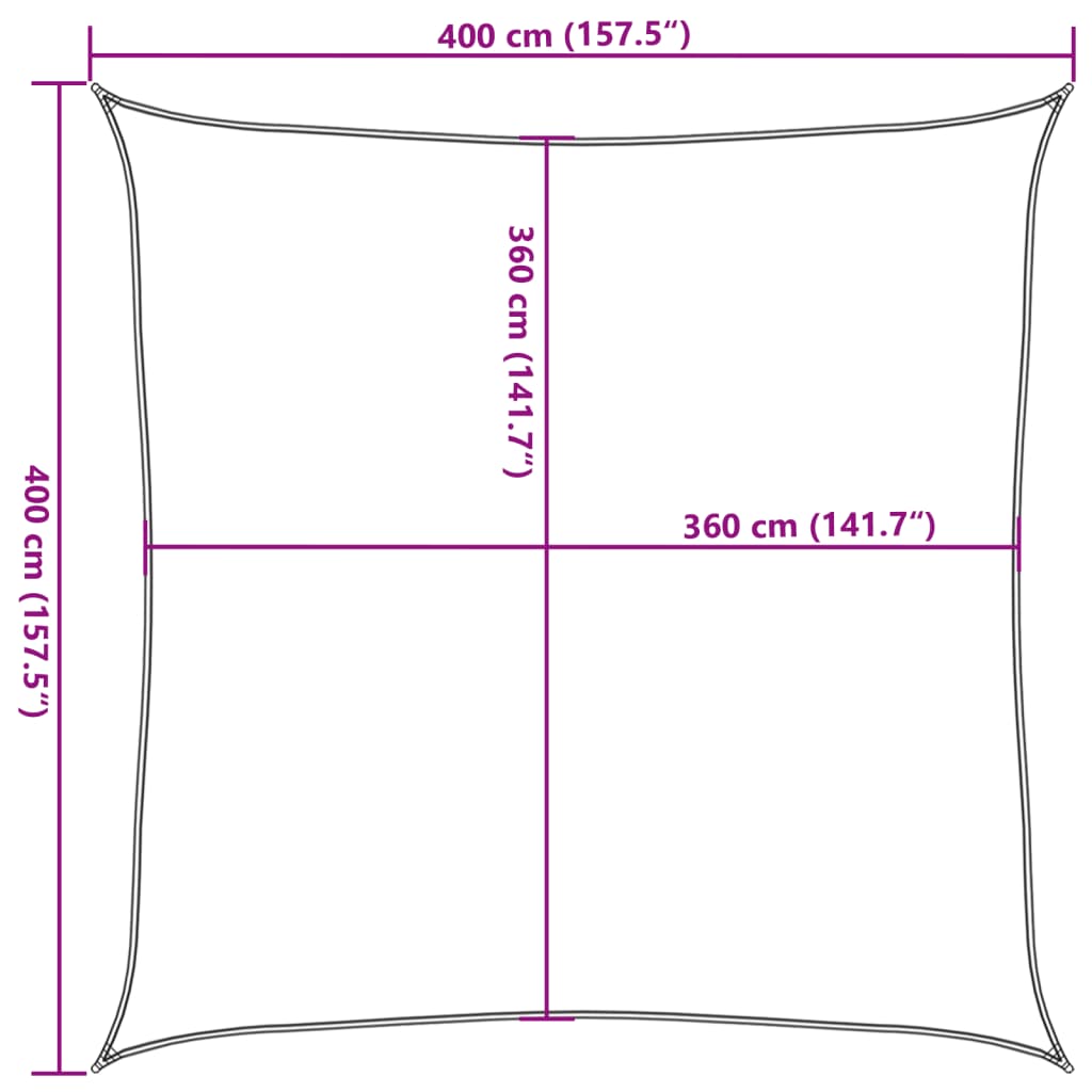 Sonnensegel 160 g/m² Weiß 4x4 m HDPE