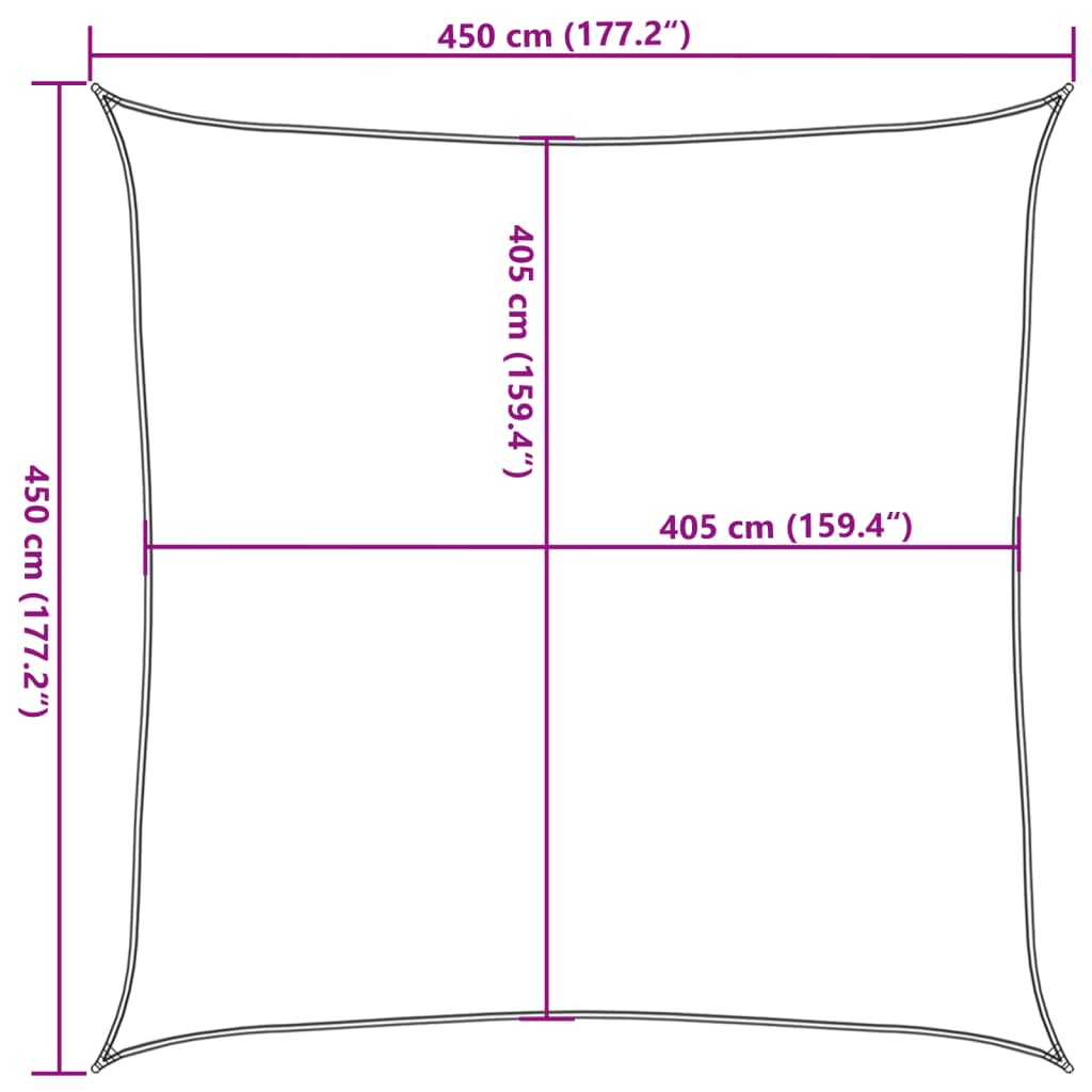 Sonnensegel 160 g/m² Weiß 4,5x4,5 m HDPE
