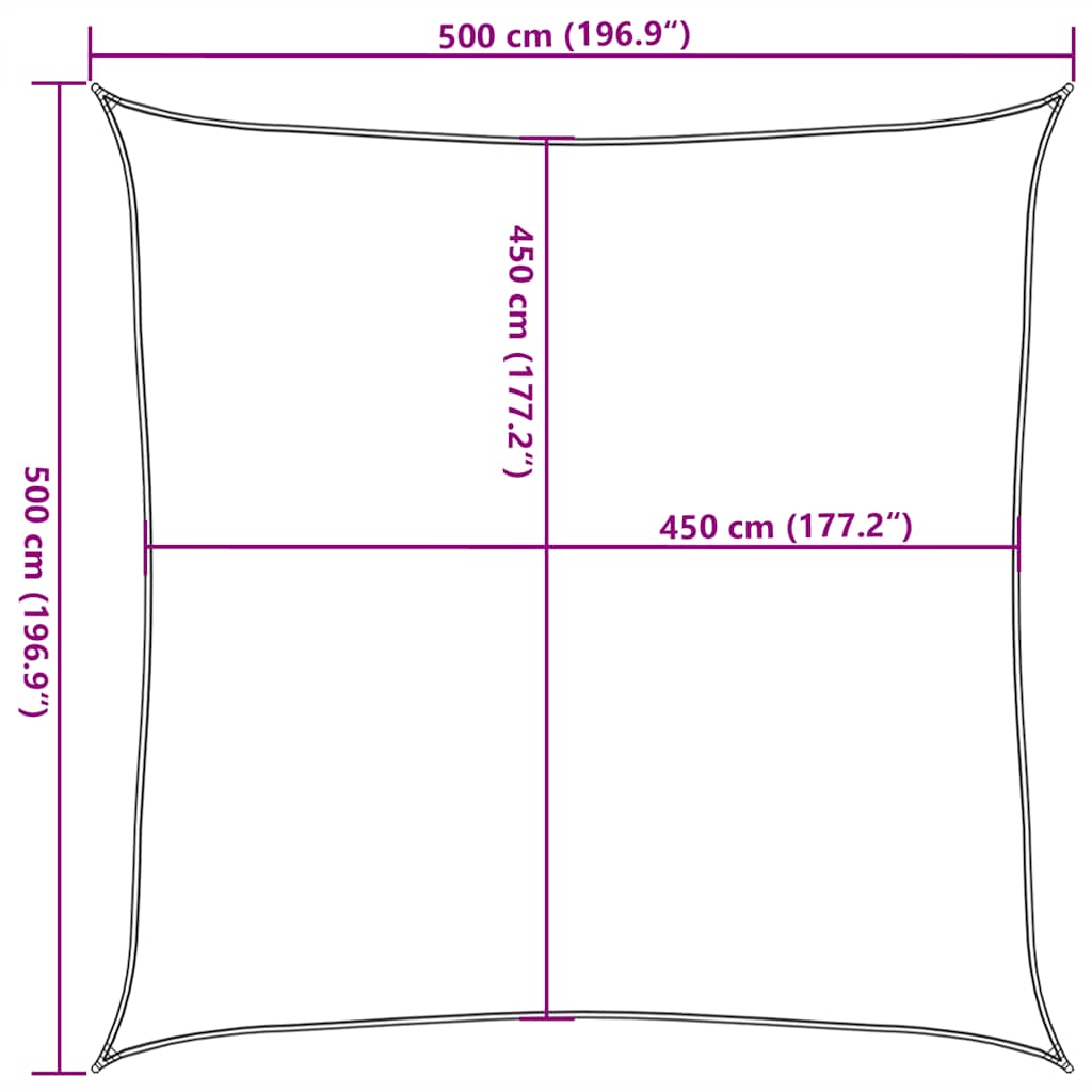 Sonnensegel 160 g/m² Weiß 5x5 m HDPE
