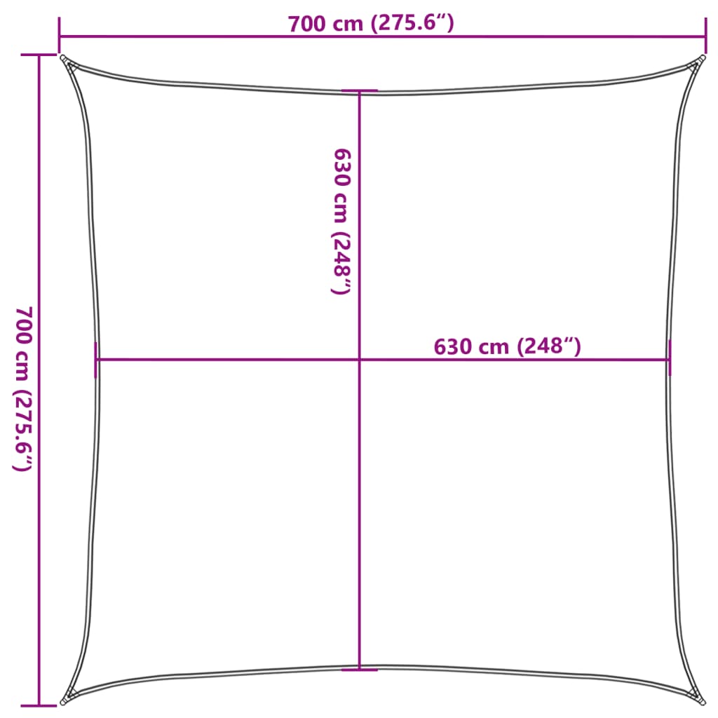 Sonnensegel 160 g/m² Weiß 7x7 m HDPE