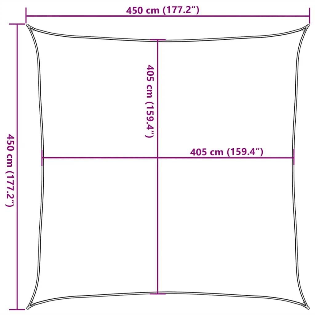 Sonnensegel 160 g/m² Taupe 4,5x4,5 m HDPE