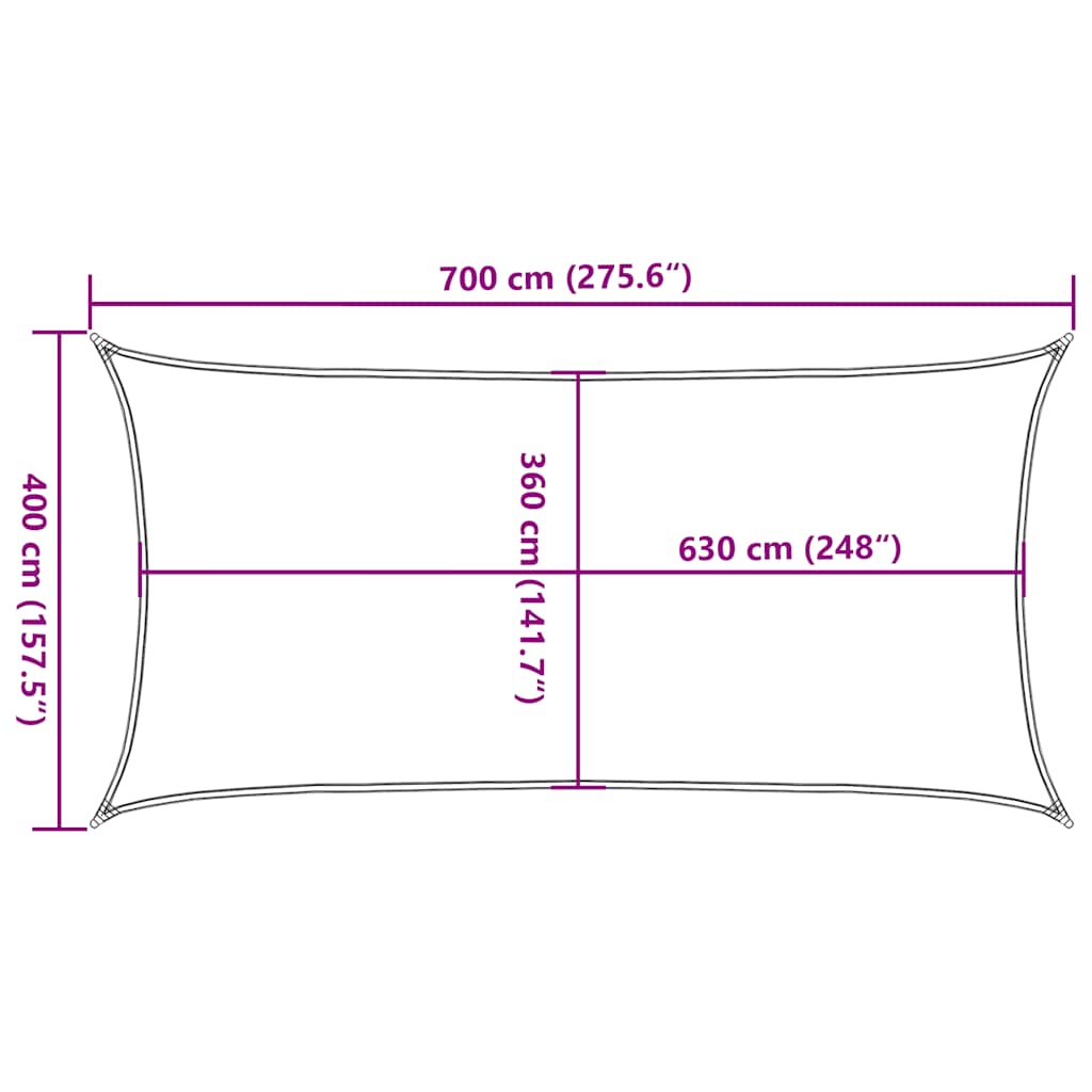 Sonnensegel 160 g/m² Taupe 4x7 m HDPE